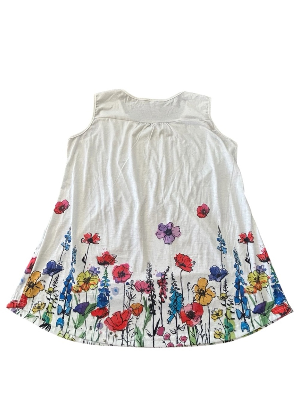 Sleeveless Woman’s White Floral Pintuck Swing Top Gorgeous Lightweight SZ L EUC - Picture 5 of 14